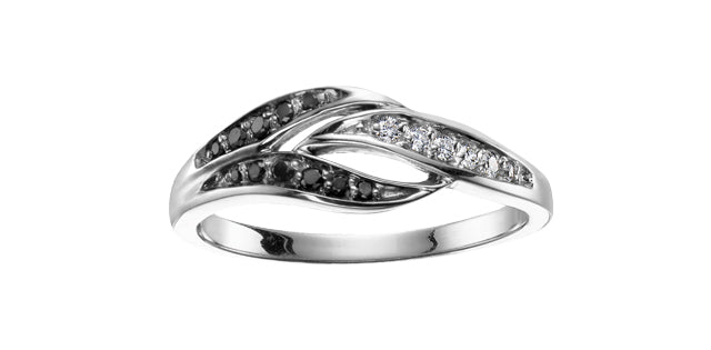 bijouterie-clermont-labrecque-Bague-feuille-diamants-noir-blanc-or-10k-dd2525