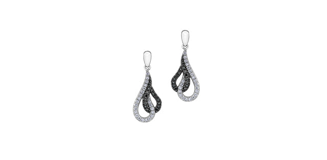 bijouterie-clermont-labrecque-Boucles -oreilles-diamants-blanc-noir-or-10K-blanc-dd2936
