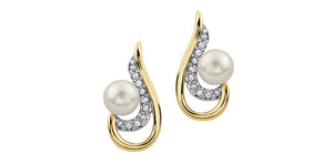 bijouterie-clermont-labrecque-Boucles -oreilles-perle-diamants-or-10K-deux-tons-dd2619