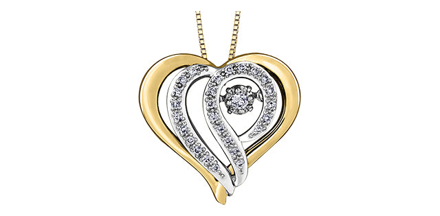 bijouterie-clermont-labrecque-Pendentif-cœur-double-diamants-flottant-or-10k-2-tons-dd3040