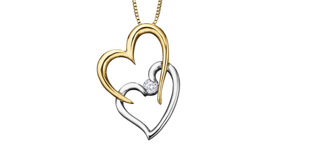 bijouterie-clermont-labrecque-Pendentif-cœur-duo-diamants-or-10k-2-tons-am147