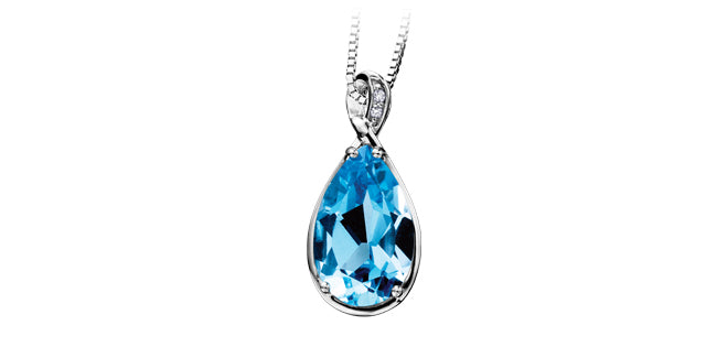 bijouterie-clermont-labrecque-Pendentif-topaze- bleu-diamants-or 10K-blanc-dd2304