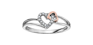 bijouterie-clermont-labrecque-bague-duo-cœurs-diamants-or-10k-rose-blanc-dd2589