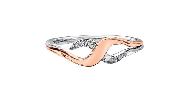 Bague infini à diamants en or 10k rose et blanc