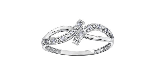 Bague miroir à diamants en or 10k blanc