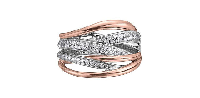 Bague renouveau à diamants en or 10K blanc et rose